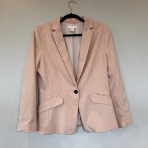 H&M Light Pink Heathered Single Button Blazer Jacket Women's Size 12